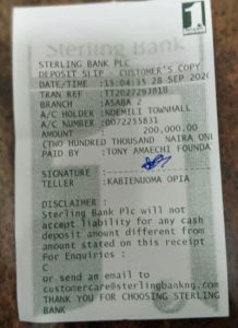 A bank cash deposit receipt | tonyamechifoundation.com
